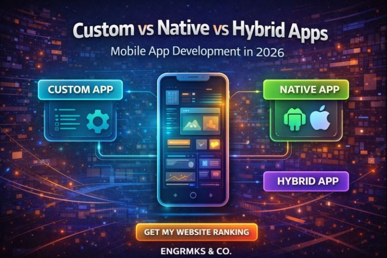 custom mobile apps, native apps, hybrid apps, mobile app development 2026